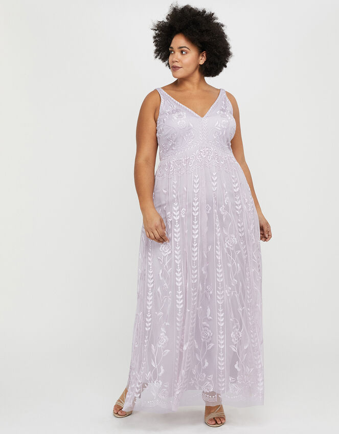 Lavinia Embroidered Maxi Dress, Purple (PURPLE), large