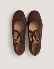 Dana Faux Suede Mary Jane Ballet Flats, Brown (CHOCOLATE), large