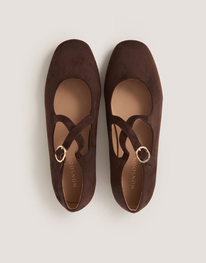 Dana Faux Suede Mary Jane Ballet Flats, Brown (CHOCOLATE), large