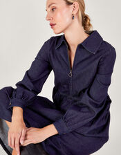 Alana Zip Midi Dress, Blue (INDIGO), large