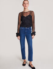 Carmen Corsage Top, Black (BLACK), large