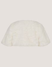 Baby Rose Faux Fur Cardigan, Ivory (IVORY), large