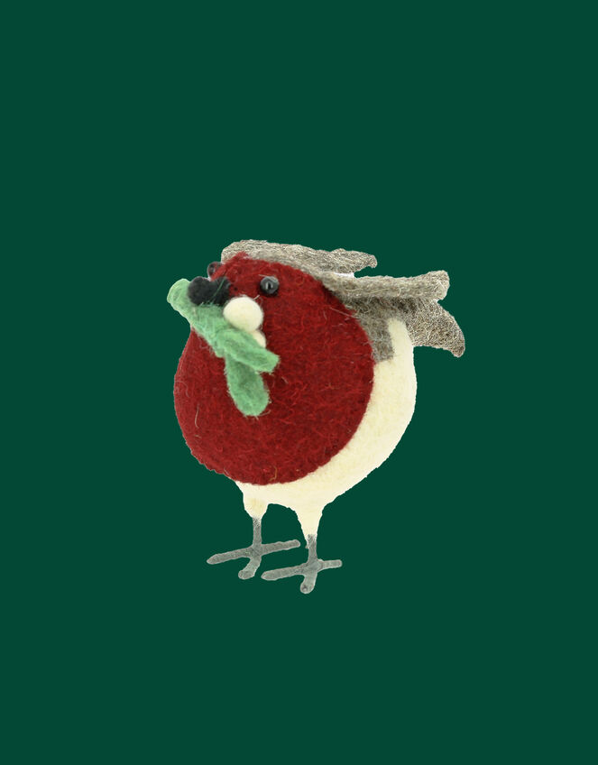 Small Felt Mistletoe Robin Christmas Decoration