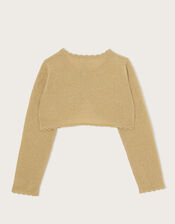 Maeve Sparkle Scallop Cardigan, Gold (GOLD), large