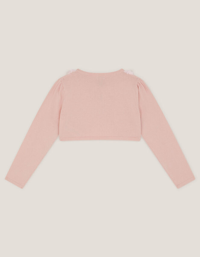 Ottilie Appliqu&eacute; Rose Pearl Cardigan, Pink (DUSKY PINK), large