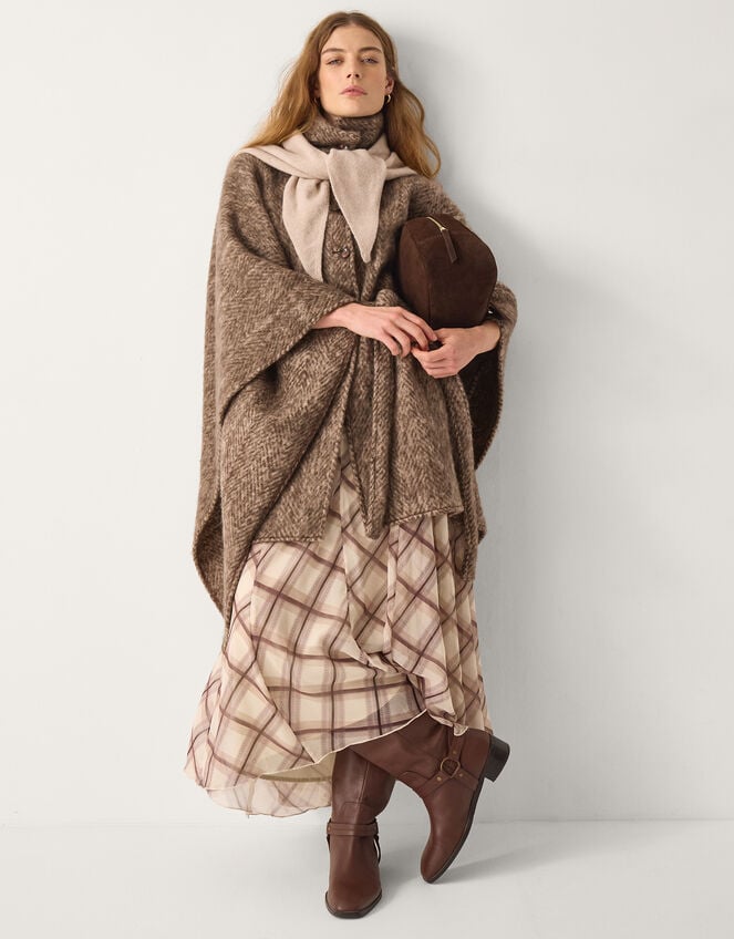 Cara Herringbone Knit Cape, , large