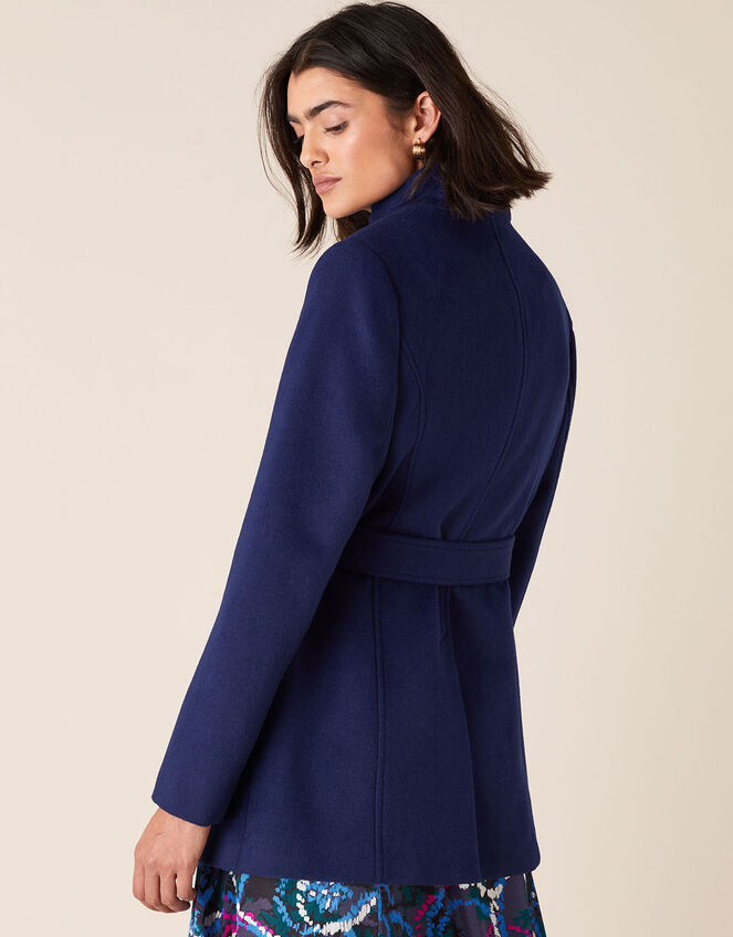 Remmie Short Belted Coat, Blue (BLUE), large