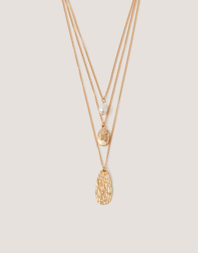 Triple Pendant Layered Necklace, , large