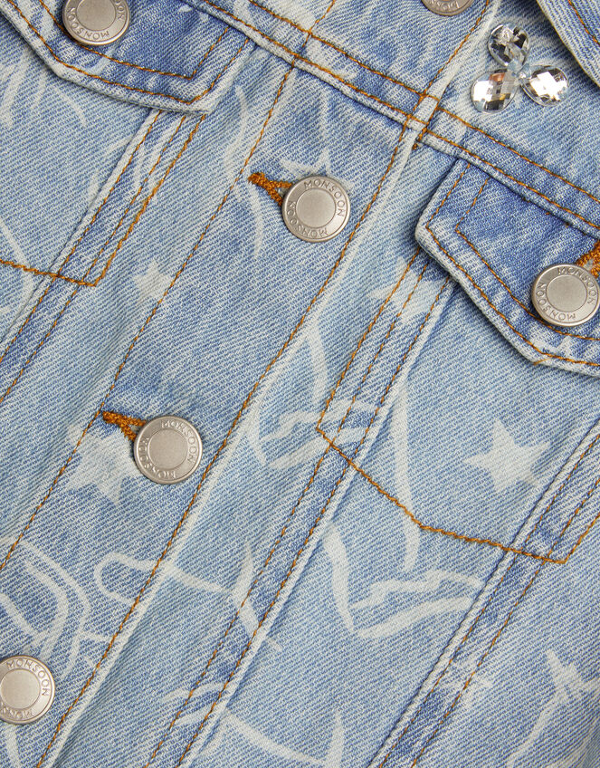 Unicorn Rhinestone Denim Jacket, Blue (BLUE), large