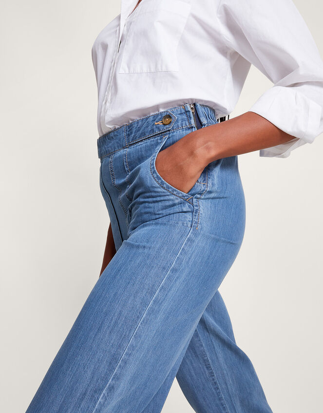 Harper Crop Wide Leg Pull-On Jeans Shorter Length, Blue (DENIM BLUE), large