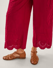 Orla Broderie Cropped Trousers, Red (RED), large