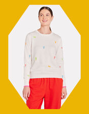 Wispr Lobster Embroidered Crew Neck Jumper, White (WHITE), large
