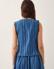Ottilie Denim Stripe Waistcoat, Blue (DENIM BLUE), large