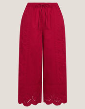 Orla Broderie Cropped Trousers, Red (RED), large