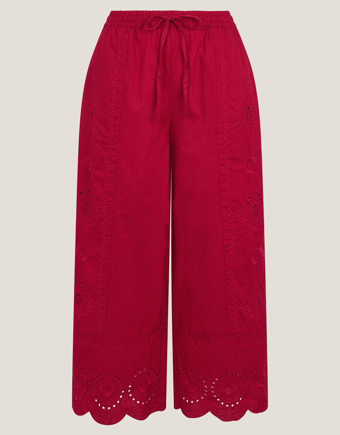 Orla Broderie Cropped Trousers, Red (RED), large