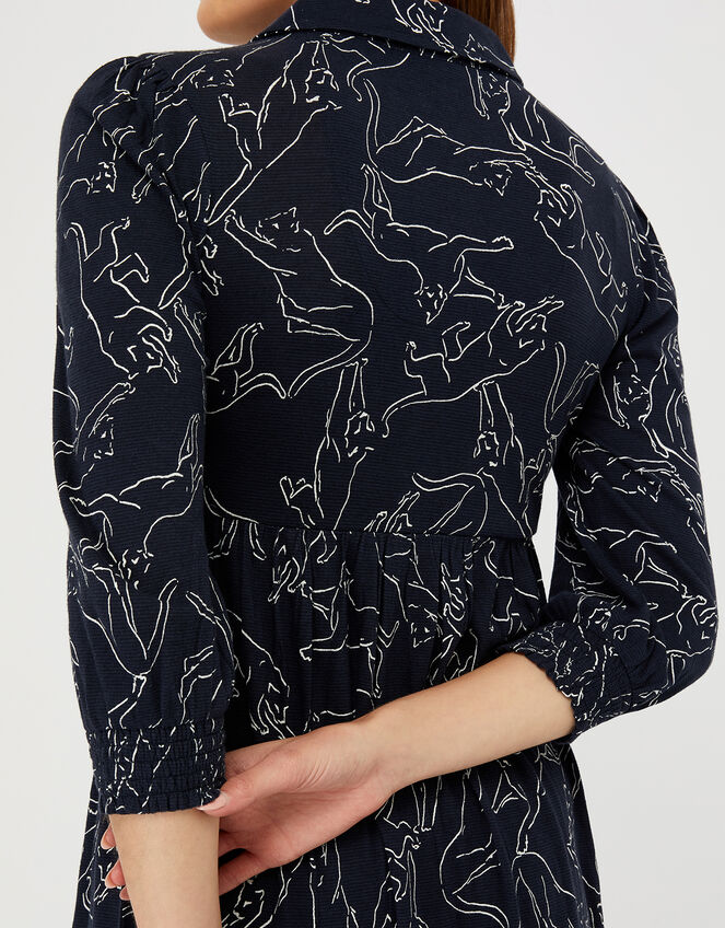 Reema Tiger Print Jersey Shirt Dress, Blue (NAVY), large