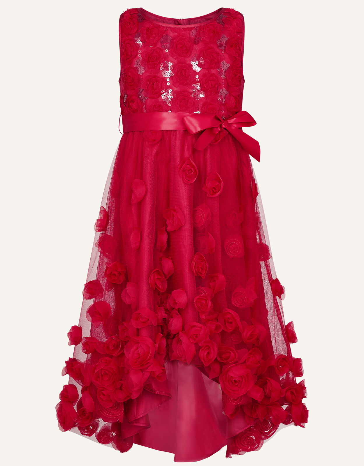 Sequin 3D Flower Dress Red