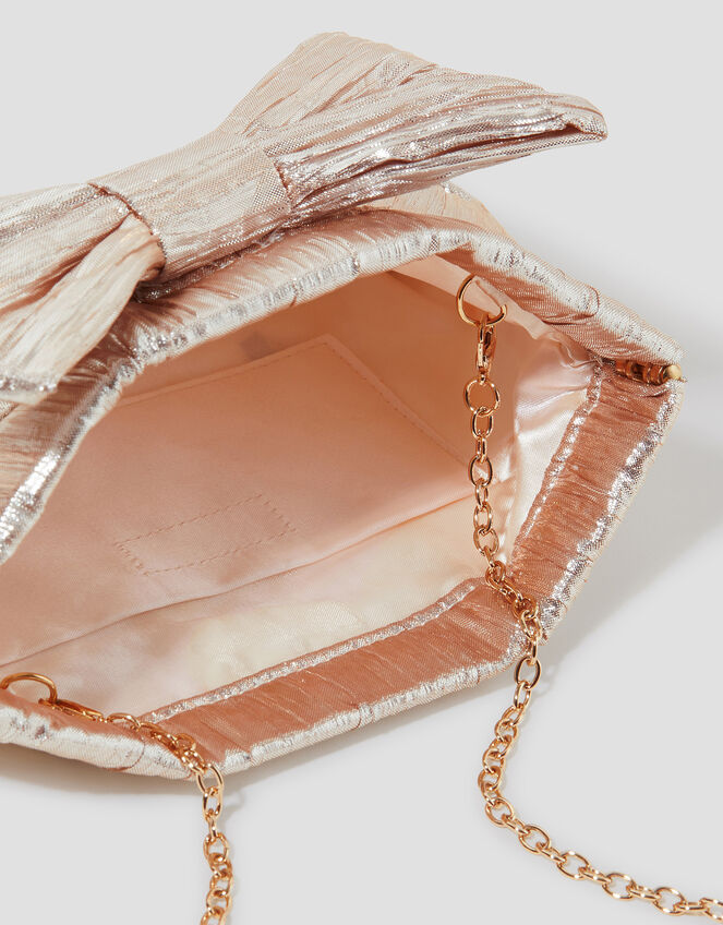 Mila Metallic Plisse Bow Bag, Pink (PINK), large