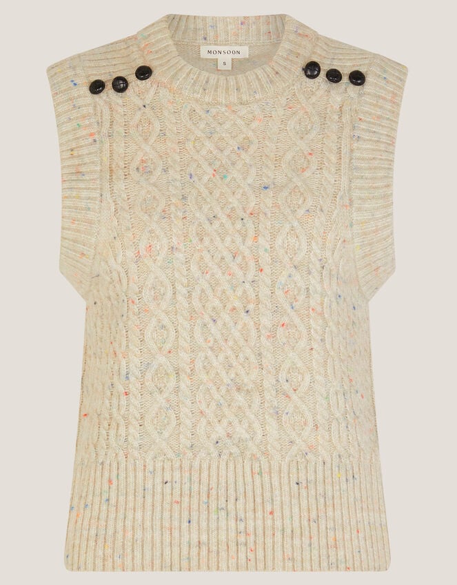 Carly Cable Knit Vest, Grey (LIGHT GREY), large