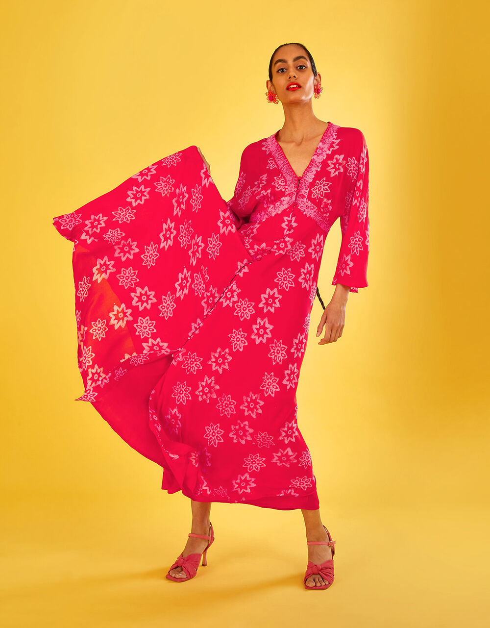 Women Dresses | Diana Batik Print Dress in Sustainable Viscose Orange - FS98385