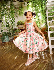 Rose Print Duchess Twill Dress	, Pink (PINK), large