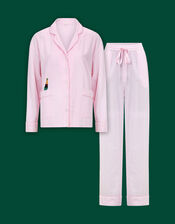 Anna + Nina Christmas Embroidered Pyjamas Set, Pink (PINK), large
