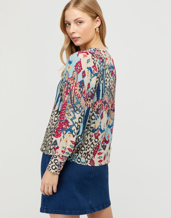 Mercy Mixed Print Blouse, Blue (BLUE), large