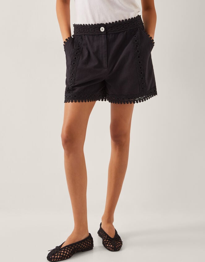 Irina High-Waisted Lace Shorts, Black (BLACK), large