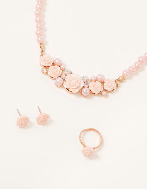 Frosted Pearl Rose Jewellery Set, , large