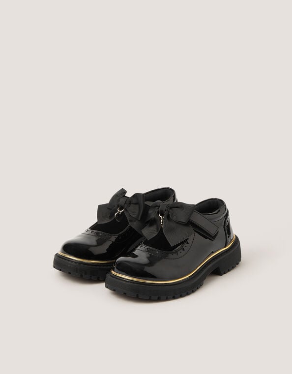 Patent Mary Jane Brogue School Shoes, Black (BLACK), large