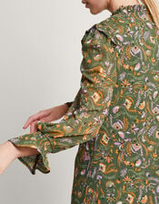Print Short Dress, Green (KHAKI), large