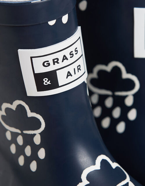 Grass & Air Junior Colour-Revealing Wellies, Blue (NAVY), large