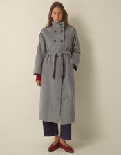 Elise Funnel Neck Wool Blend Coat, Grey (GREY), large