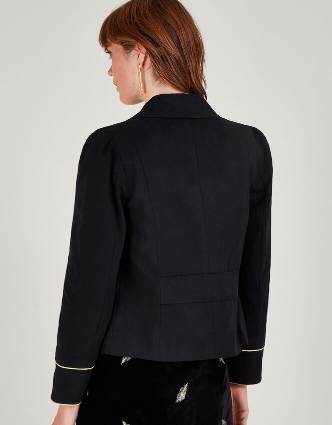 Single Breasted Collared Jacket, Black (BLACK), large