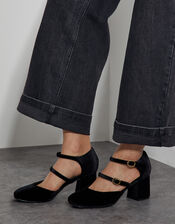 Ruth Velvet Mary Jane Heels, Black (BLACK), large