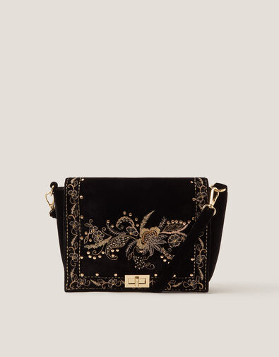 Lily Floral Embroidered Shoulder Bag, , large