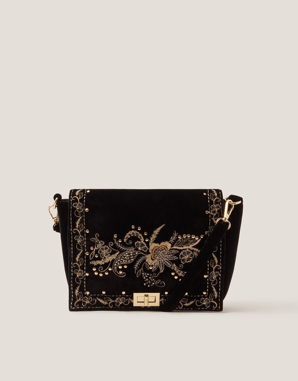 Lily Floral Embroidered Shoulder Bag, , large