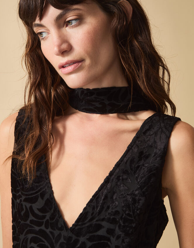 Clemence Gigi Velvet Burnout Palazzo Jumpsuit, Black (BLACK), large