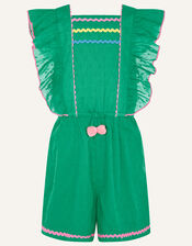 Fiesta Dobby Spot Ricrac Playsuit, Green (GREEN), large