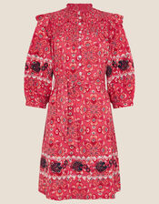 Davina Printed Frill Jersey Dress, Red (RED), large