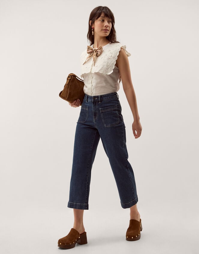 Lexi Sleeveless Embroidered Linen Blend Top, Ivory (IVORY), large