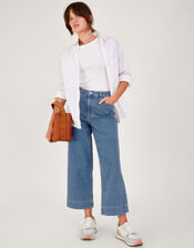 Wide Leg Cropped Jeans , Blue (DENIM BLUE), large