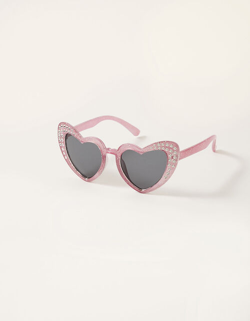 Diamante Glitter Heart Sunglasses with Case, , large