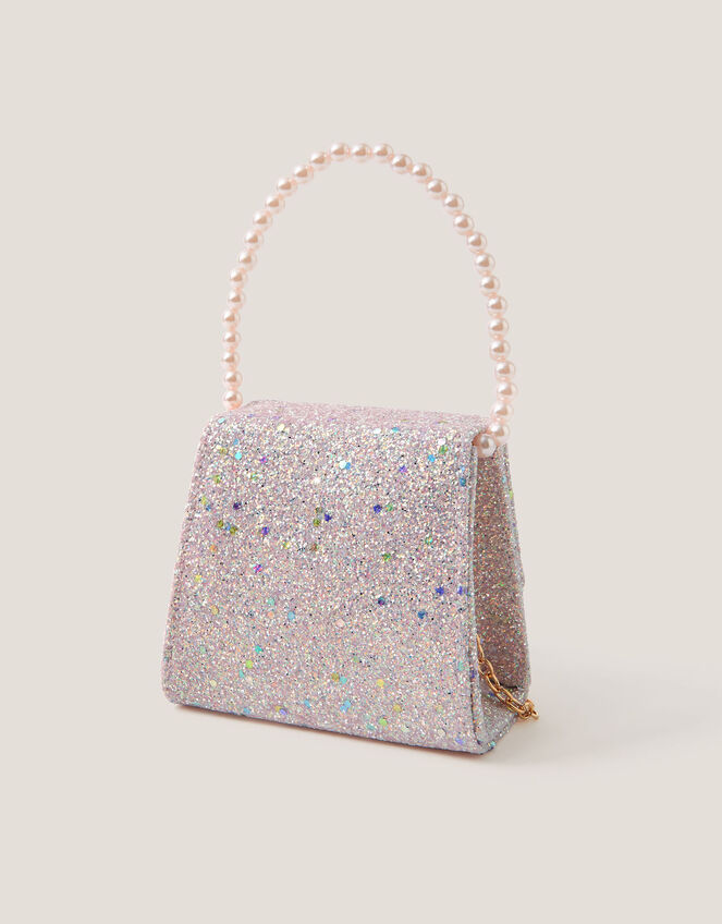 Bow Glitter Pearl Handle Bag, , large