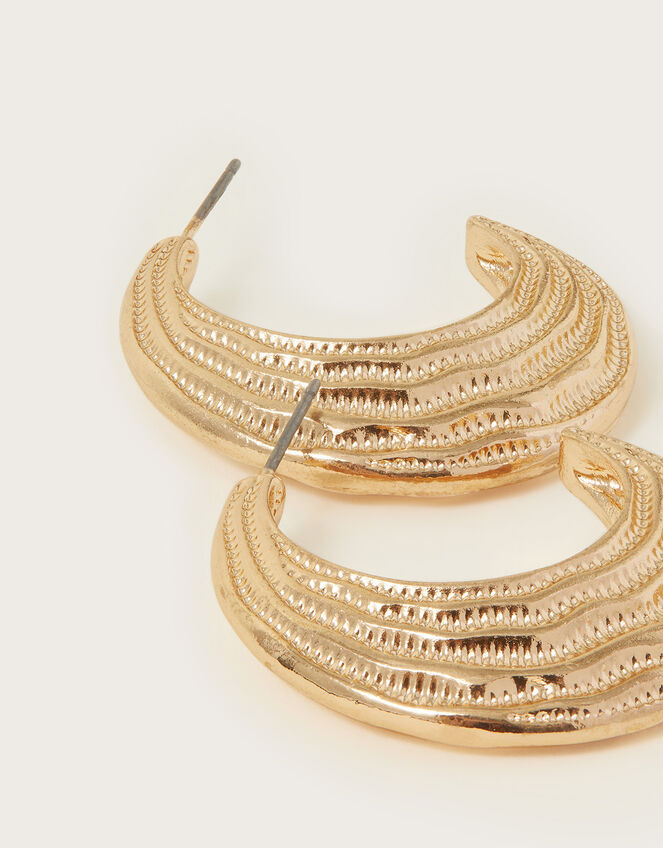 Textured Thick Hoop Earrings, , large