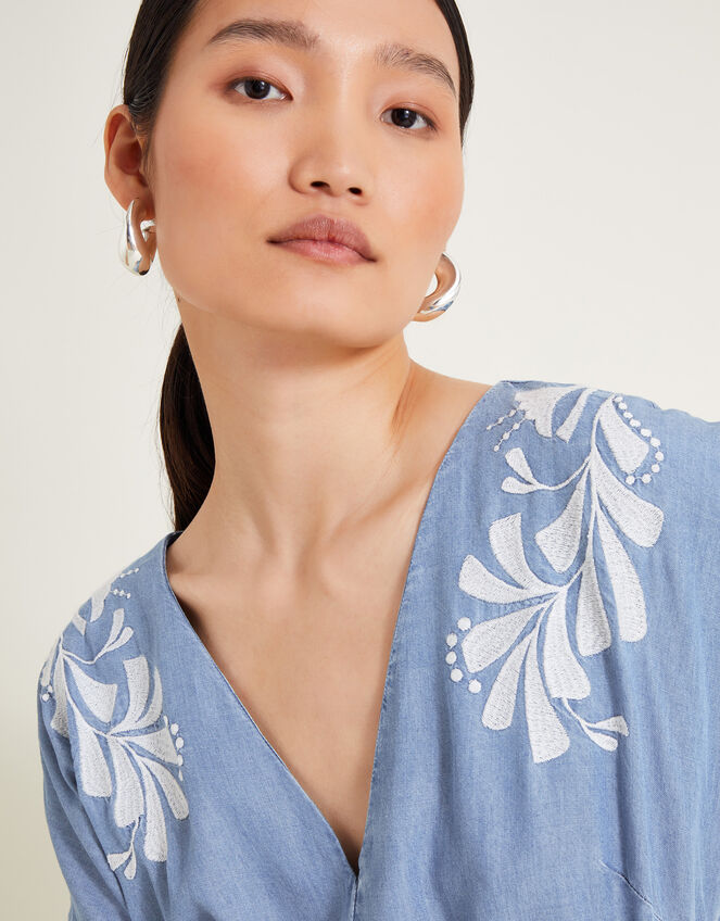 Jael Embroidered Jumpsuit, Blue (DENIM BLUE), large