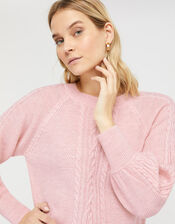 Carly Cable Knit Jumper, Pink (PINK), large