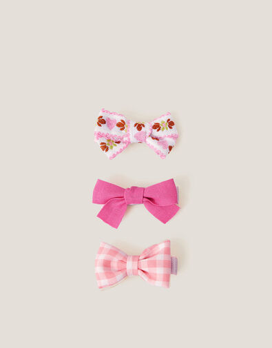 3-Pack Mix Bow Hair Clips, Pink (PINK), large