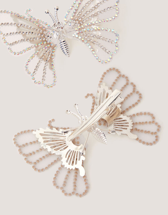 2-Pack Rhinestone Spring Butterfly Hair Clips, , large