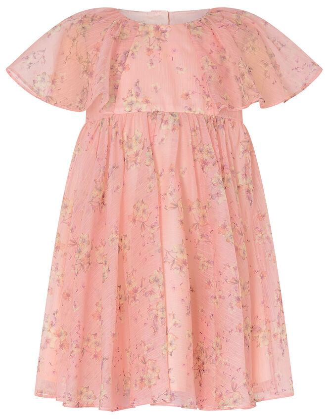 Baby Floral Pleated Chiffon Dress, Pink (PALE PINK), large